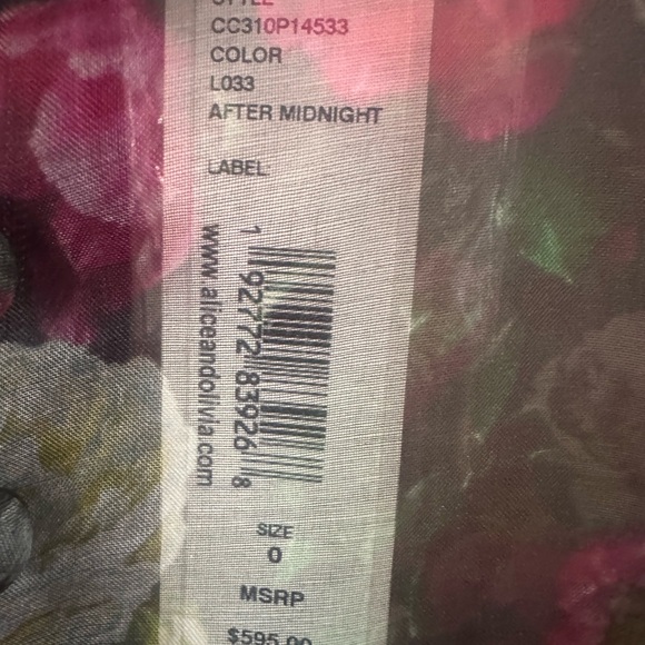 🖤🌸 ALICE + OLIVIA AFTER MIDNIGHT FLORAL SHEER DRESS SIZE 0 NWT 🌸🖤 $595 - Picture 11 of 14